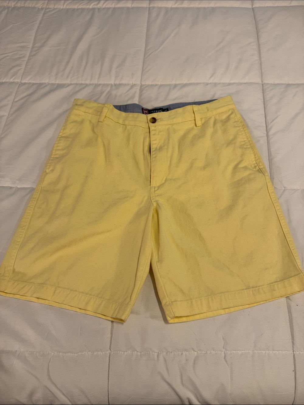Chaps Men's Pale Yellow Flat Front Chino Shorts
